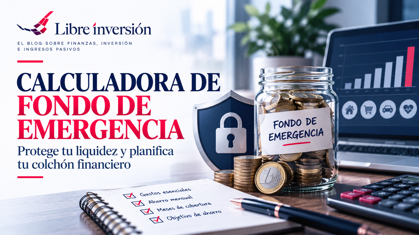 Calculadora de fondo de emergencia para calcular cuánto dinero necesitas como colchón financiero